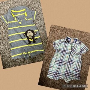 Plaid and Striped Baby Rompers